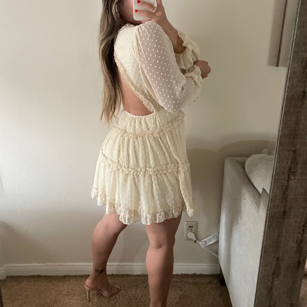 J for Justify Cream Textured Swiss Dot Mini Dress - Picture 5 of 6